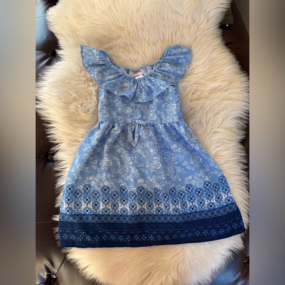 Youngland Light Blue and Navy Kids Dress